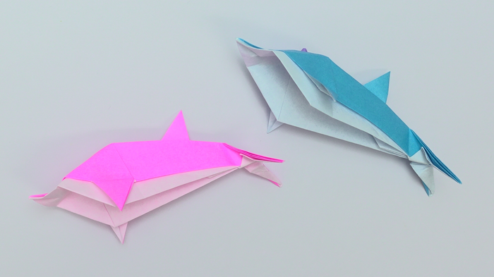 折り紙で簡単に作れる可愛い 立体のイルカ の折り方 作り方 Howpon ハウポン