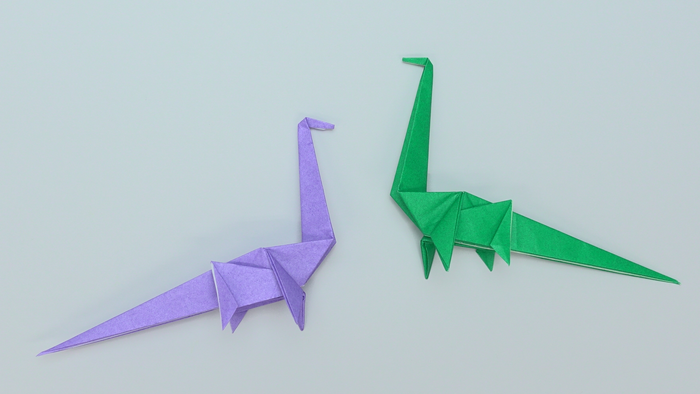 折り紙1枚で簡単に作れる恐竜 ブラキオサウルス の折り方 作り方 Howpon ハウポン
