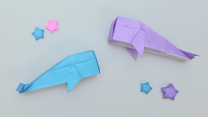 折り紙で簡単に作れる 立体的なクジラ の折り方 作り方 Howpon ハウポン