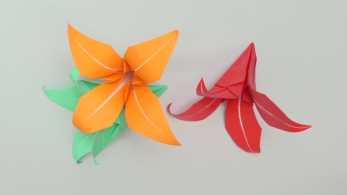 折り紙で簡単に作れる立体の ユリの花 の折り方 作り方 Howpon ハウポン