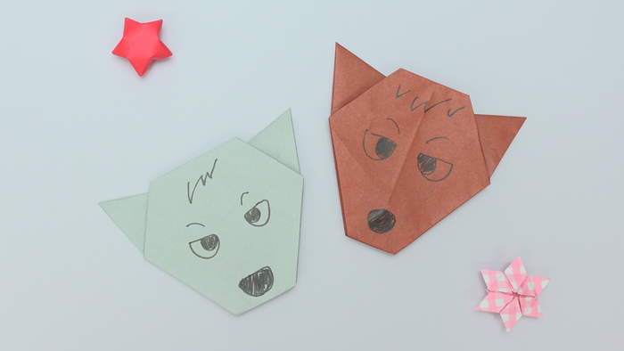折り紙で簡単に作れる オオカミの顔 の折り方 作り方 Howpon ハウポン