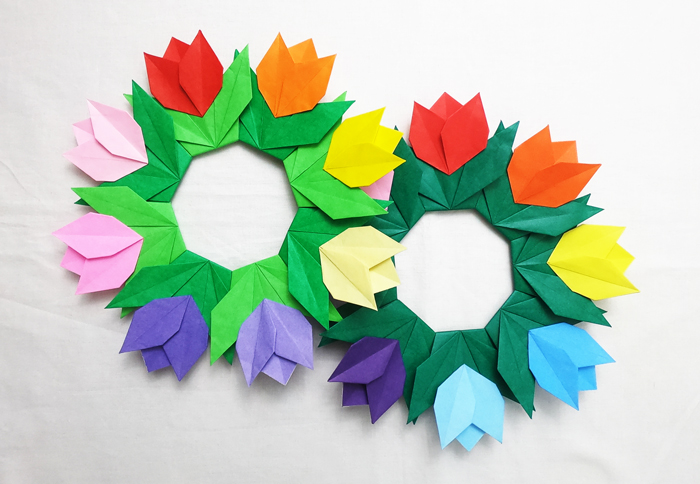 折り紙で作る可愛い花！『チューリップ』リースの折り方・作り方！ | Howpon[ハウポン]