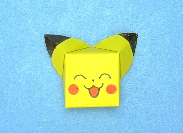 ポケモン 折り紙で簡単に作れる ピカチュウの箱 立体 の折り方 Howpon ハウポン