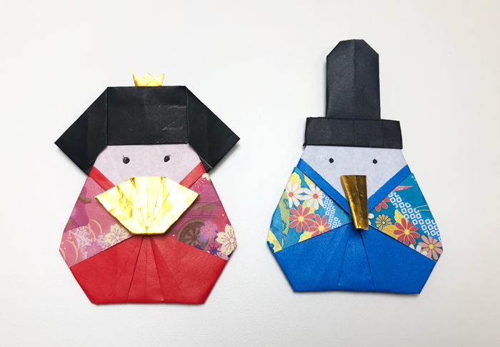 ひな人形の折り紙 三人官女の折り方 簡単に子供でも雛飾りが作れます