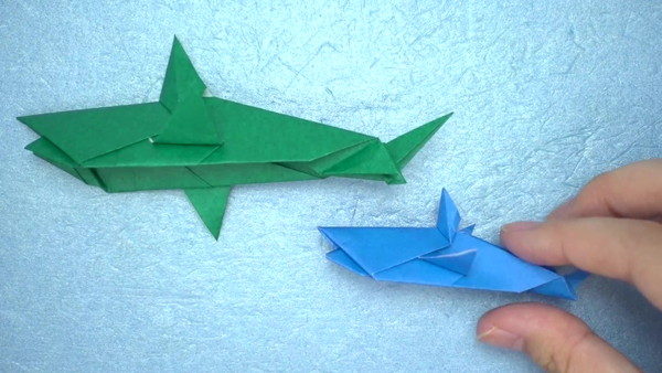 折り紙で簡単に作れる 立体のサメ の折り方 作り方 Howpon ハウポン