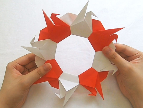 お正月リース 折り紙 お福 折り紙節分リース】鬼やおたふくを